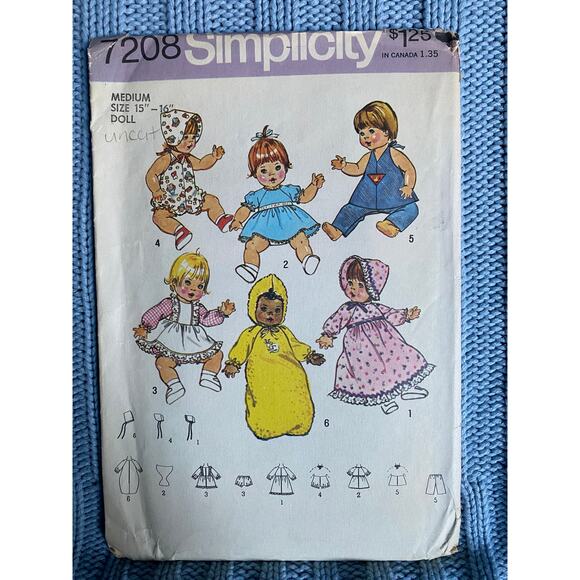 Simplicity 7208 pattern 15in 16 in Doll clothes 1960s - Picture 1 of 5
